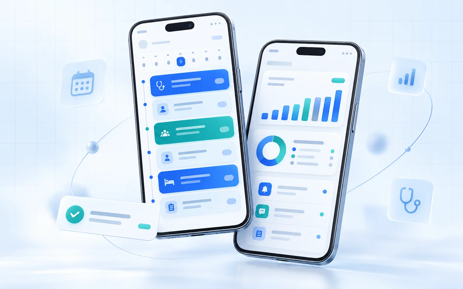 Mockup conceitual das telas do App Médico